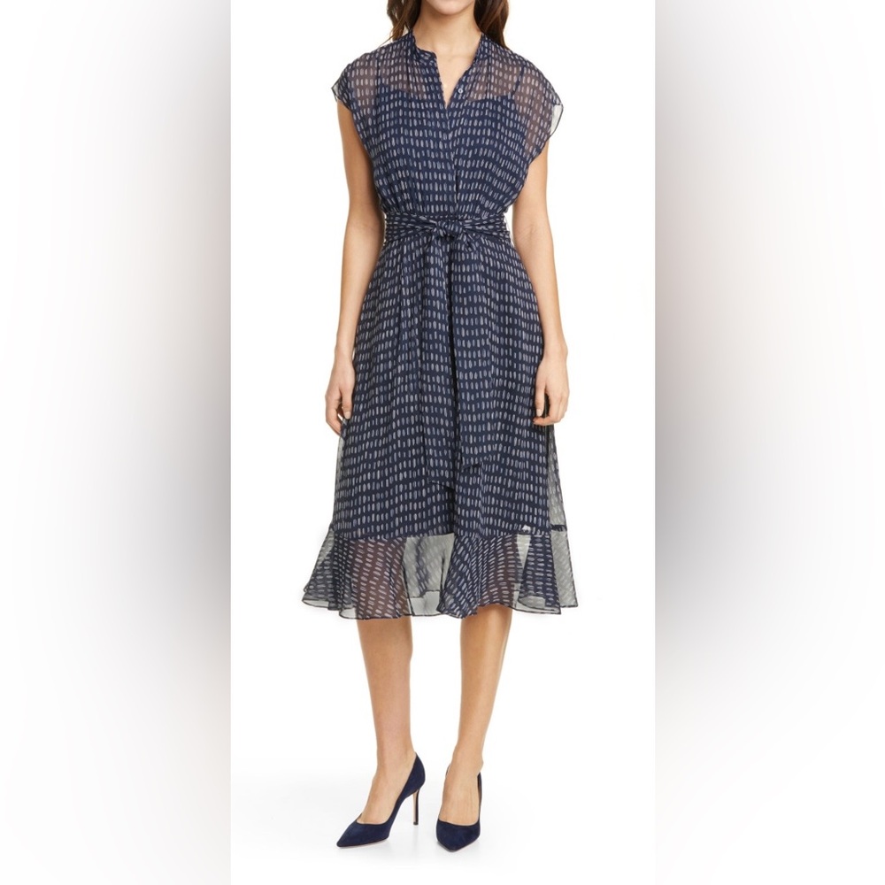 Club Monaco Dark Blue Patterned Midi dress